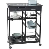 Wenko Küchenwagen Bon Appetit, Küchenregal, aus MDF Wenko Gestell: Schwarz, Körbe: Silber glänzend, Rollen: Schwarz