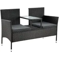 Juskys Gartenbank Monaco - Polyrotan schwarz/grau