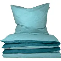 Schiesser Bettwäscheset Doubleface | Unifarben | Renforcé | 2-teilig | 100% Baumwolle | Angenehm weich & glatt | YKK-Reißverschluss | 155x220 cm + 80x80 cm | Türkis