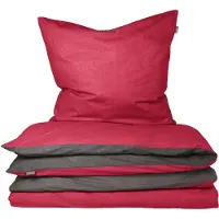 Schiesser Bettwäscheset Doubleface | Unifarben | Feinbiber | 2-teilig | 100% Baumwolle | Kuschelweich | YKK-Reißverschluss | 135x200 cm + 80x80 cm | Rot-Dunkelgrau
