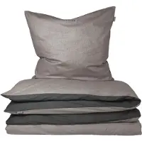 Schiesser Bettwäscheset Doubleface | Unifarben | Renforcé | 2-teilig | 100% Baumwolle | Angenehm weich & glatt | YKK-Reißverschluss | 155x220 cm + 80x80 cm | Grau-Schwarz