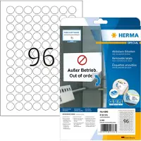 Herma ablösbare Etiketten Nr. 4386, rund, Ø 20 mm, selbstklebend, bedruckbar, Papier, weiß, 2400 Stück auf 25 Blatt