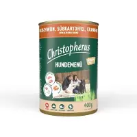 Christopherus Hundemenü mit Wildschwein, Süßkartoffel und Cranberry 12x400g