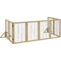 PawHut Hunde Absperrgitter aus Holz, Türschutzgitter, Klappbares Hundegitter
