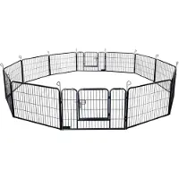 HOME DELUXE - Welpenauslauf BARKI - 80 x 60 cm, 12-Teilig, Farbe: Schwarz, inkl. Türverriegelung, abgerundete Ecken und Kanten I Welpenspielplatz Welpenfreilauf