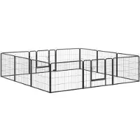 PawHut Welpenlaufstall, 60 cm Hoch Welpenauslauf mit Tür, 12 Paneelen, Stahl