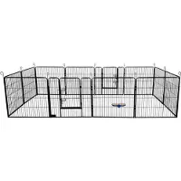 HOME DELUXE - Welpenauslauf BARKI - 80 x 80 cm, 12-Teilig, Farbe: Schwarz, inkl. Türverriegelung, abgerundete Ecken und Kanten I Welpenspielplatz Welpenfreilauf