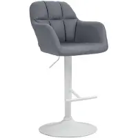 CLP Barhocker Natoma Kunstleder Metall Matt Weiss/Grau