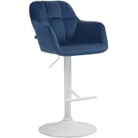 CLP Barhocker Natoma Samt Metall Matt Weiss/Blau