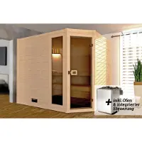 Weka Massivholz-Sauna VALIDA Gr. 4 Sparset 9,0 kW K inkl. integrierter Steuerung, Glastür und Fenster x B x T x H x 239 x 189 x 204