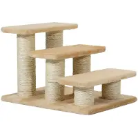 PawHut Animal Treppe Katzentreppe Hundetreppe Treppe für Katzen und Hunde 3 Stufen Creme D33-003