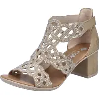 Rieker Damen Sandalette Hochfront mit Strass Cut-Outs und Karree Form 64773, Größe:40 EU, Farbe:Beige