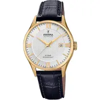 Festina Armbanduhr Classiques Cuir Swiss Made Gold - Black Roman