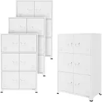 ECD-Germany 4Er Set Aktenschrank 75x40x120 cm Weiß Stahl Freistehend