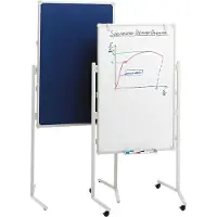 MAUL Moderationstafel Pro, Textil, blau/Whiteboard + Moderationskarten-Set mit 360 Karten und 200 Pin-Nadeln