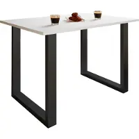 VCM Holzesstisch | H. 76 x B. 140 x T. 50 cm | hochwertiges und massives Fußgestell | Füße aus Eisen | Küchentisch - Xona U