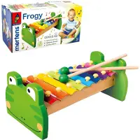 Bino xylophon Frosch 24 cm junior Holz/Metall grün 3-teilig