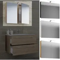 VCM Badspiegel Wandspiegel Hängespiegel Spiegelschrank Badezimmer Badinos 40 x 80 cm Honig-Eiche