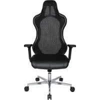 Topstar Chefsessel Open Chief Premium, mit Armlehnen, Synchronmechanik, Muldensitz, Kopfstütze, schwarz/alusilber