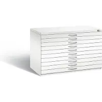 C+P Zeichnungsschrank, DIN A1, 10 Schubladen, Höhe 760 mm, verkehrsweiss