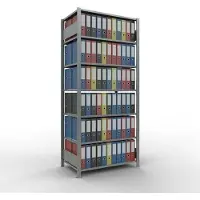 Schulte Lagertechnik Büroregal Stecksystem MultiPlus150, Grundregal, 7 Fachböden, ohne Mittelanschlag, B 1000 x T 600 x H 2300 mm, Silbergrau/verzinkt