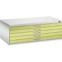 C+P Planschrank aus Stahl, für Formate bis DIN A1, 5 Schubladen, lichtgrau/grün