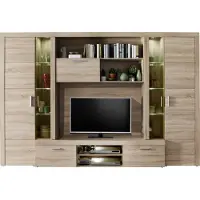 Trendteam Wohnen Wohnwand Mondeo Eiche Sägerau hell 291 x 197 x 41 cm