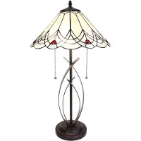 Clayre & Eef Tiffany Tischlampe Ø 39x69 cm Beige Glas