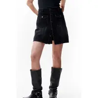 Catwalk junkie Button Up Denim Short Skirt Washed Black Größe: 36 | Jeansröcke Outlet | Damen | Blau