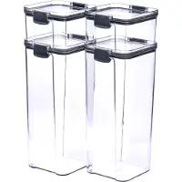 Krumble Vorratsgläser 4er-Set - 2 x 460 ml und 2 x 1800 ml - Frischebox - Vorratsgläser - Mit Deckel - Vorratsgläser - Kunststoff - Transparent - Schwarz