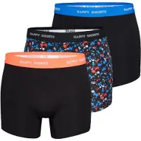 Happy Shorts Herren Boxer Shorts, 3er Pack - Retro Jersey, Logobund
