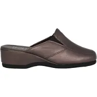 Rohde Damen Leder Clogs Schwarz mit Keilabsatz und geschlossenem Zehenbereich