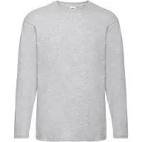 Fruit Of The Loom - "Valueweight" T-Shirt für Herren/Damen Unisex Langärmlig (Grau meliert)