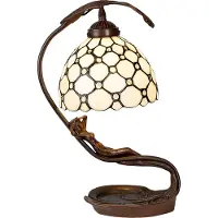 Clayre & Eef Tiffany Tischlampe 28x20x41 cm Beige Glas