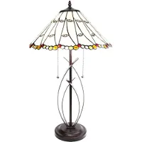 Clayre & Eef Tiffany Tischlampe Ø 41x68 cm Beige Glas