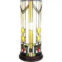 Clayre & Eef Tiffany Tischlampe Ø 18x40 cm Beige Gelb Glas