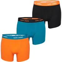 Happy Shorts Herren Boxer Shorts, 3er Pack - Retro Jersey, Logobund