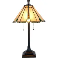 Clayre & Eef Tiffany Tischlampe Ø 40x67 cm Beige Glas