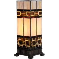 Clayre & Eef Tiffany Tischlampe 17x17x44 cm Beige Glas