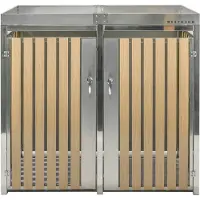 Westmann Mülltonnenbox Planta Edelstahl 2x240 L Mülltonnenbox mit Pflanzdach Silber 84x134x124 cm