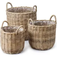 Scandinavian Collection - Rattan Planter Baskets - Natural - Set of 3