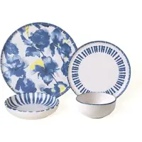 Hermia Concept , X00016980000, Tafelservice (24-teilig), Blau, 100 % KERAMIK-STEINZEUG, 28 x 28 cm