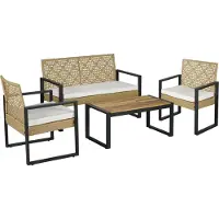 Casa.pro Gartenmöbelset ‘Calciano’ 4-tlg. Set aus einem Tisch, Bank, 2 Stühlen