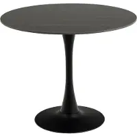 Ebuy24 Esstisch Malta - Ø90x75cm - Keramik und Stahl - schwarzer Marmor