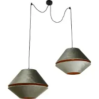 QAZQA - Klassisch I Antik Puristische Pendelleuchte I Pendellampe I Hängelampe I Pendellampe I Puristische Pendelleuchte I Lampe I Leuchte schwarz mit doppeltem Samt Lampenschirm grün mit Gold I Messi