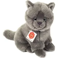 HERMANN Teddy Teddy Hermann Kartäuser Katze sitzend, Kuscheltier, Stofftier, Plüschtier, Katzen, Plüsch, 20 cm, 918257