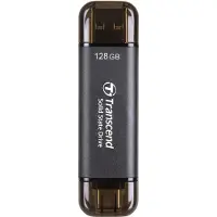 Transcend ESD310C, 128 GB, USB Type-A / USB Type-C, USB 3.2 Gen 2x2, 1050 MB/s, 10 Gbit/s, Schwarz