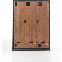 Paris Prix Kleiderschrank "Alex, Fronten massiv Kiefer in Hobel-Optik, Dekor Ziffern", beige (industrie), B:148cm, Schränke, Kleiderschrank, aus teilmassiver Kiefer und MDF in 2 Breiten