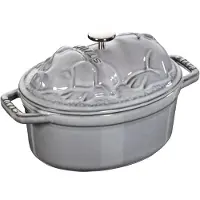 Staub Kochgeschirr Cocotte Bräter Kochtopf Bratentopf Schwein 17 grau oval Schwarz 17 cm