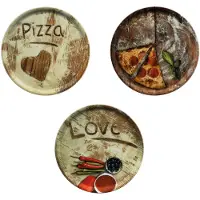 MamboCat 3er Set Pizzateller 31cm Flour 1x Olive + 1x Salami + 1x Lieblingspizza
